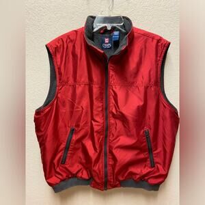 Chaps Zip Up Fleece Lined Red Vest.  Sz XXL. Shiny Outdoor